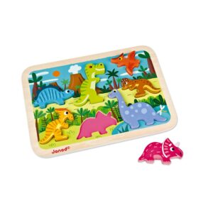 Chunky Puzzle dinosaures 7 pcs 3D (bois) - Janod