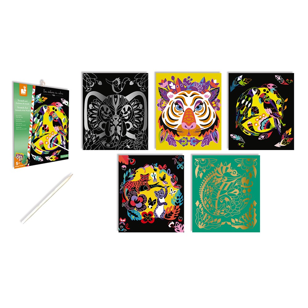 kit créatif - Scratch art animaux du monde - Janod – Image 2