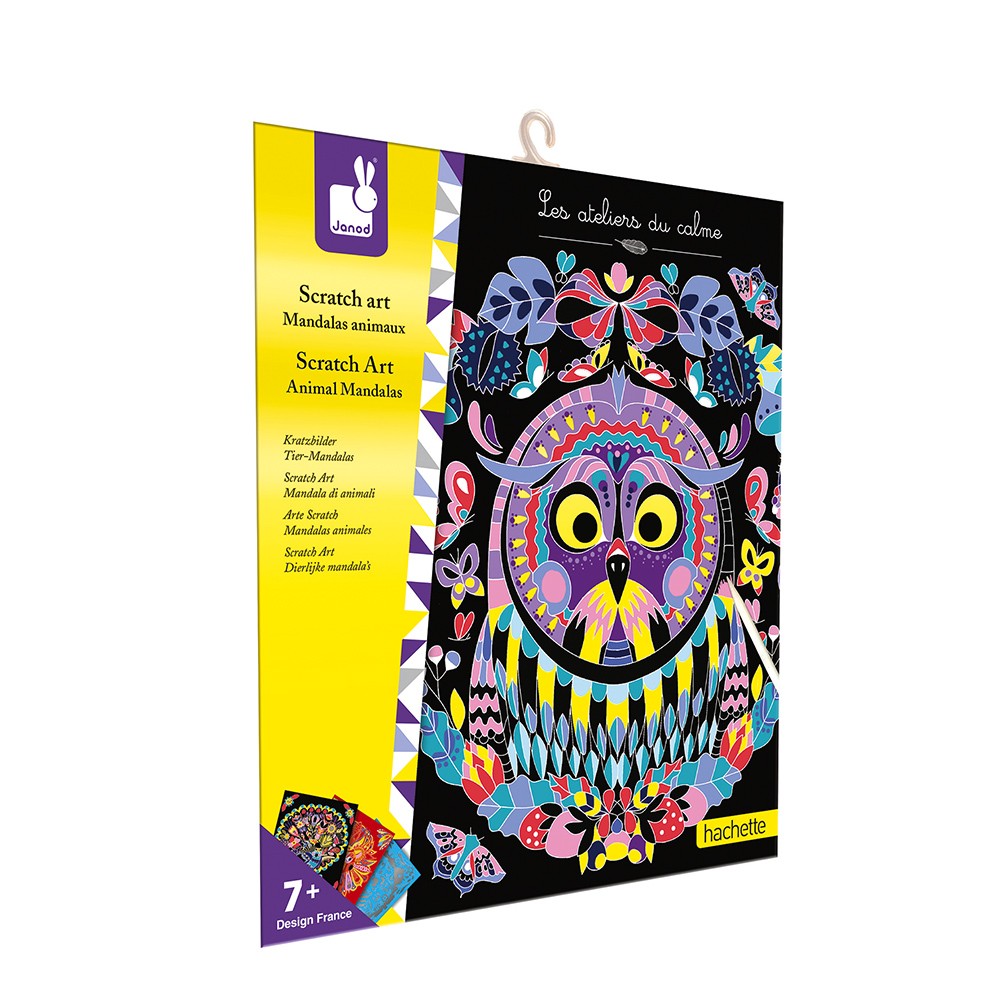 kit créatif - Scratch art mandalas animaux - Janod