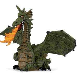 Dragon ailé vert avec flamme - Papo