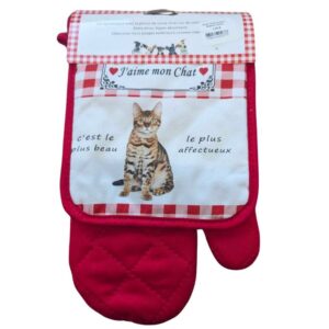 Lot de gant + manique  chat tigré